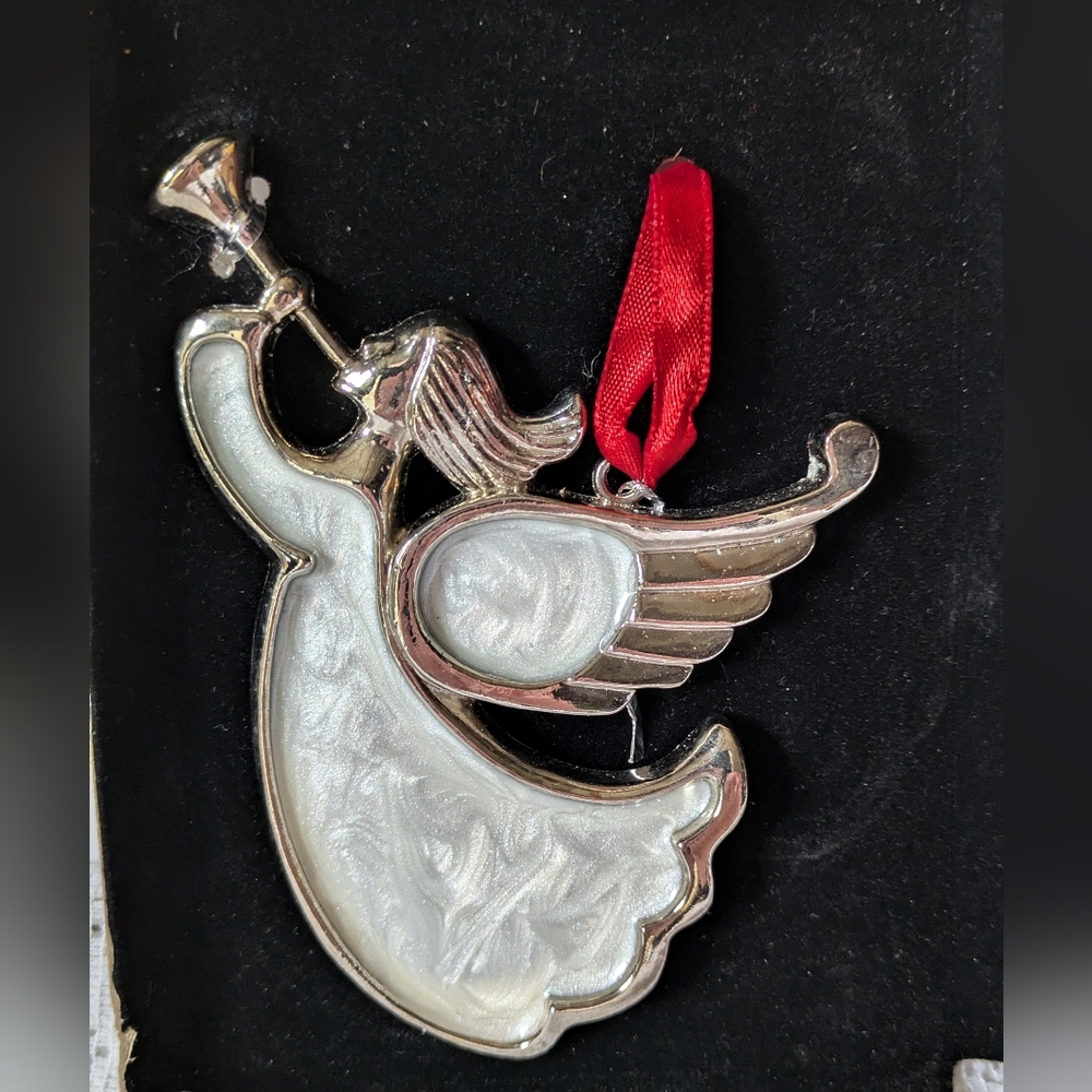 Vintage Angel Christmas Tree Ornament Silver White Holiday Decorations Festive